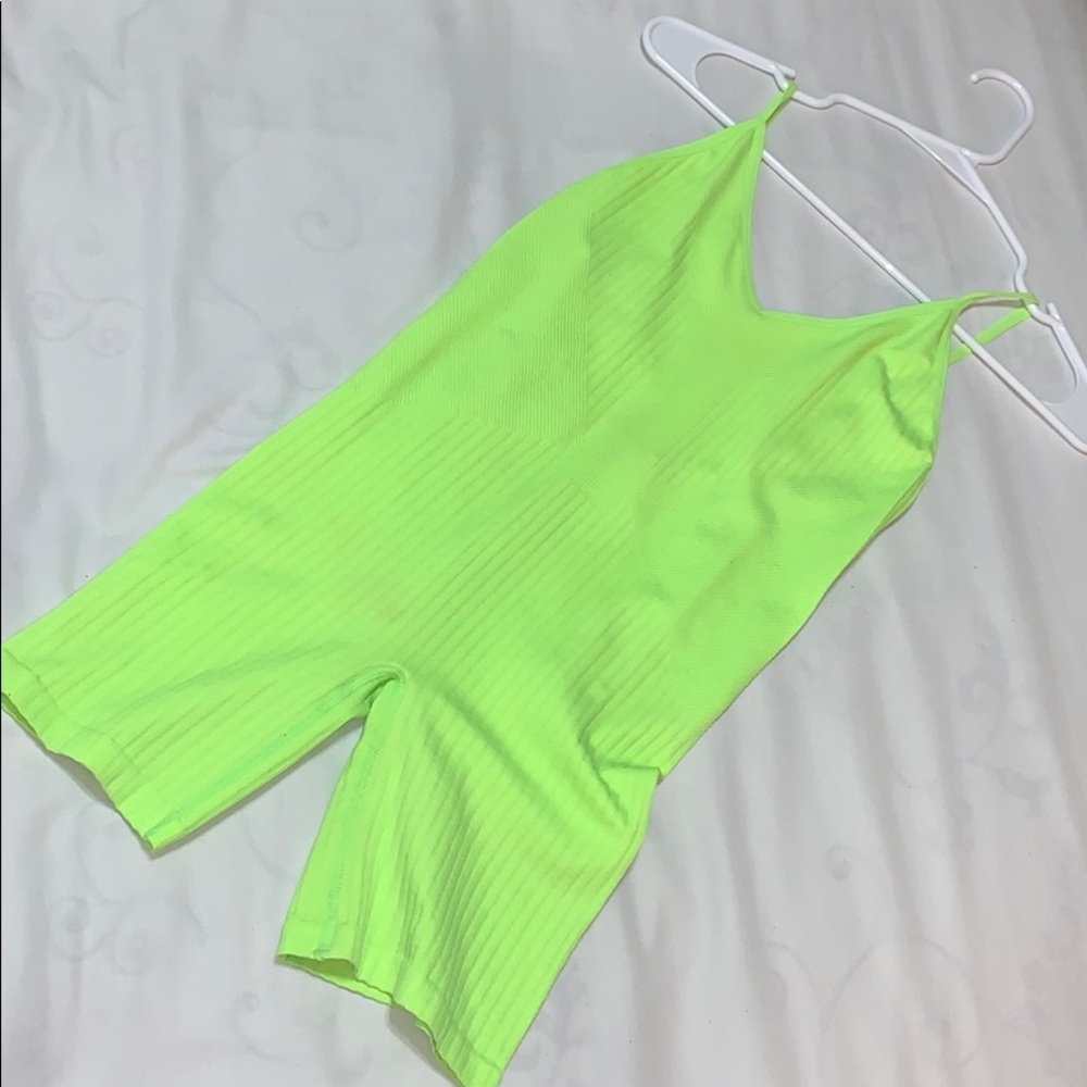 Neon green unitard/romper